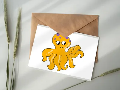 Playful Cartoon Octopus with Purple Dots character