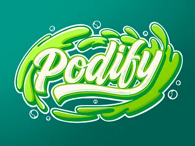 Podify branding drippy graffiti graphic graphic design green handdrawing letteirng letterhand logo