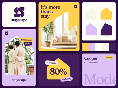 Stayscape Brand Study app booking brand branding design graphic design identity illustration logo modern platform professional purple travel typography ui ux vector