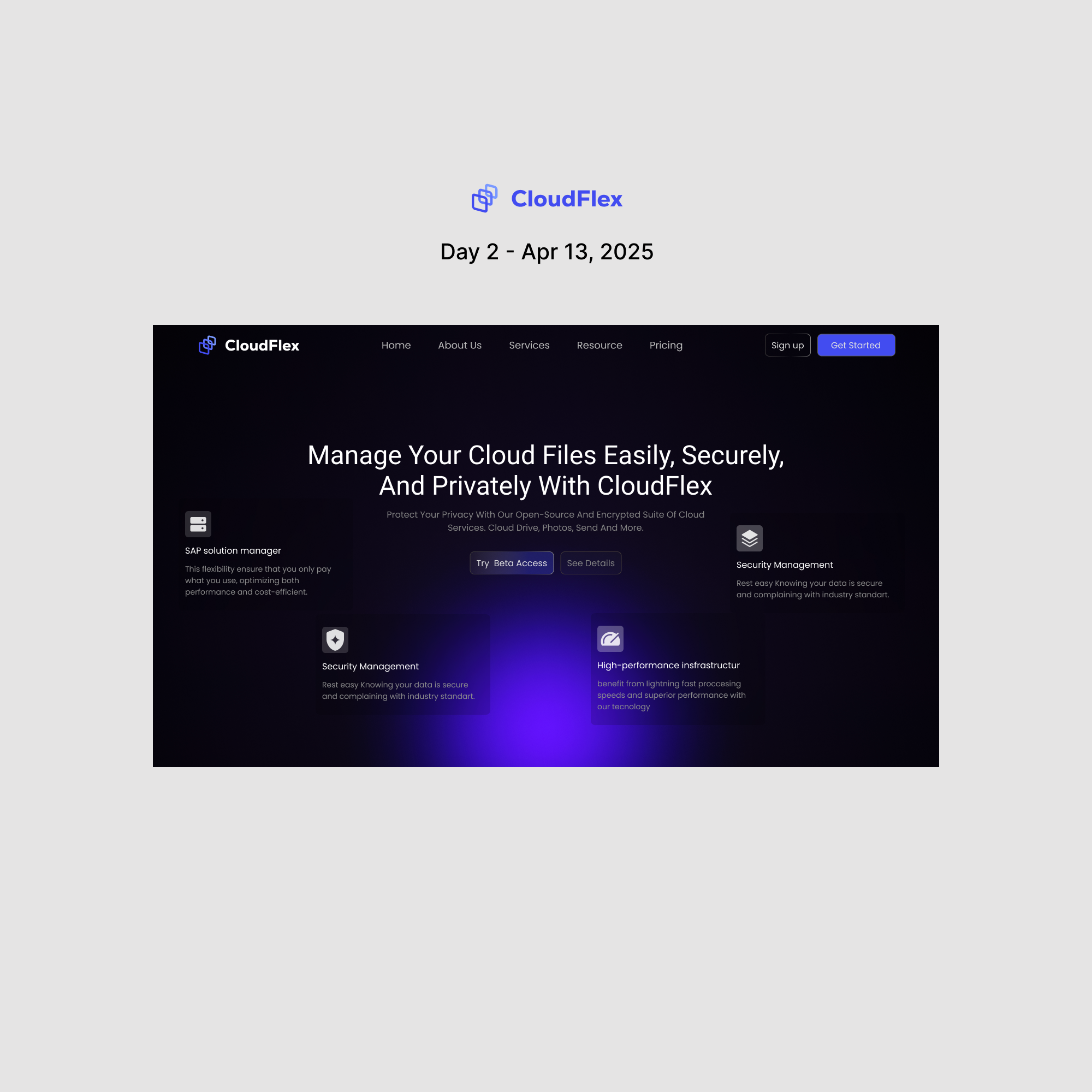 Cloudflex hero design ui uiux design web design website design