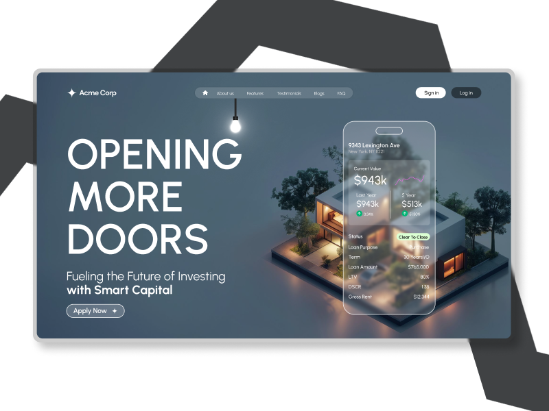 Investing website with an AI-powered solution 3d assets banking branding capital clean company digital assets finance fintech investment investor landing page modern design money news website ui real estate sass trend typography driven design