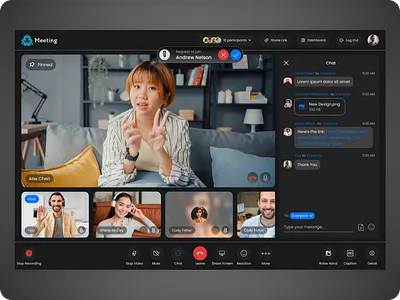 Modern Meeting Dashboard UI – Dark Mode branding dashboard landing page uiux ux web web design