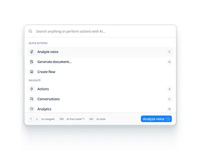 CMD+K Menu ai center cmdk design help menu minimal popup search ui ux white