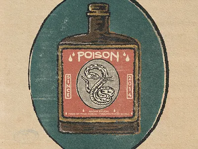 POISON ! badgedesign branding graphic design handdrawn illustration poison retro snake texture vintage illustration