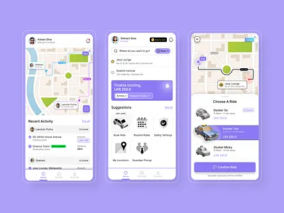Doober – A Ride App for Kids adobe xd app ui child monitoring figma kids travel mobile ui monitoring parental controls ride share travel safety uber uber kids uiux uiux designer user interface