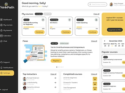 User Profile Dashboard — Learning Platform UI dashboard edtech learningplatform ui userinterface ux