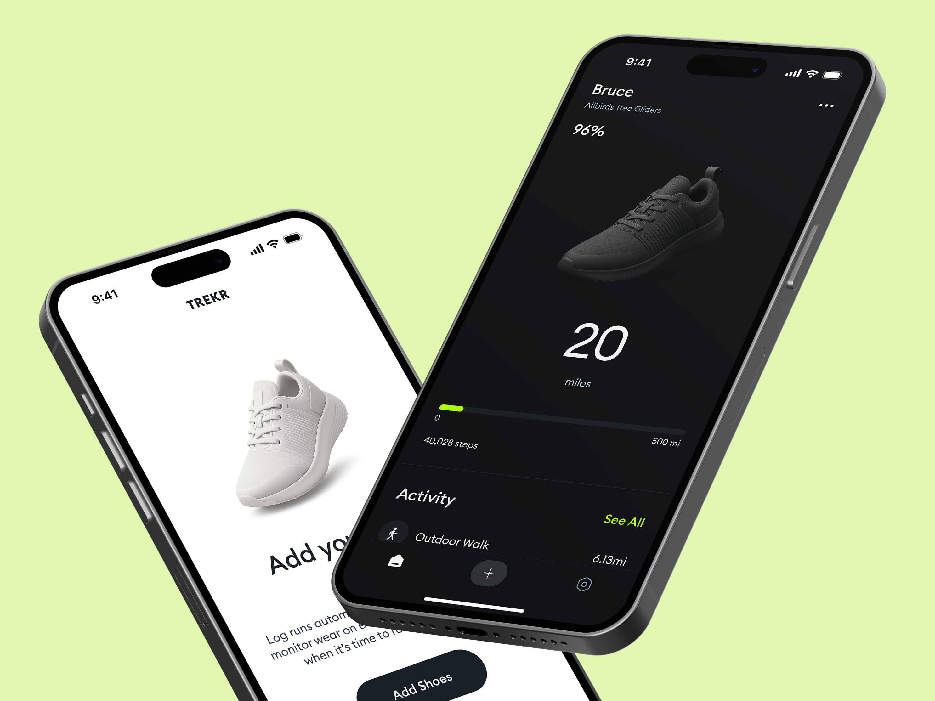 TREKR • Shoe mileage tracker app app fitness fitness app fitness tracker mobile mobile app shoe sneaker tracker ui