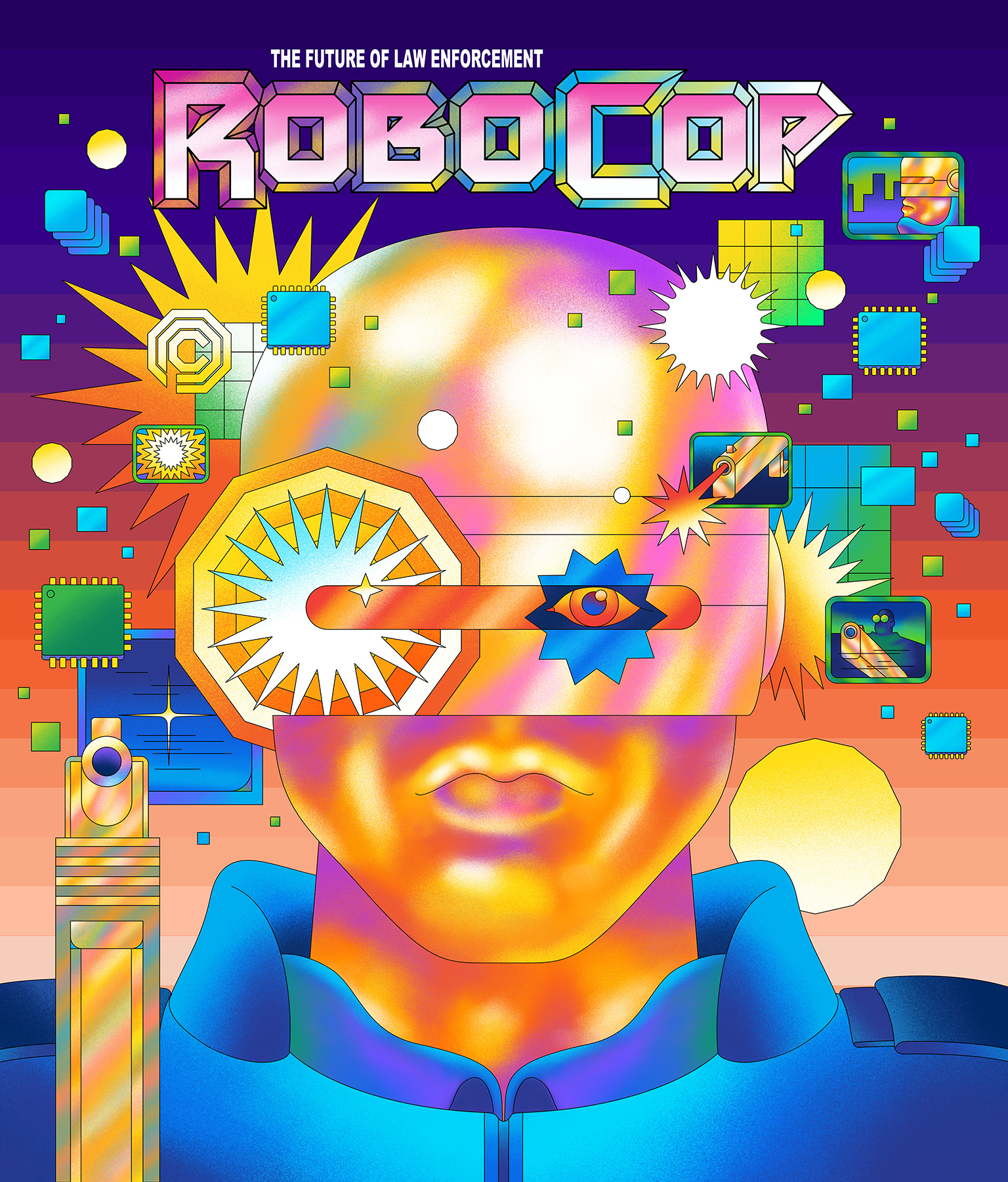 Robocop - Home Video Revival 1987 affinity designer art direction blu ray blu ray cover color colour cover design design film graphic illustration illustrator movie personal poster psychedelic retro robocop vector
