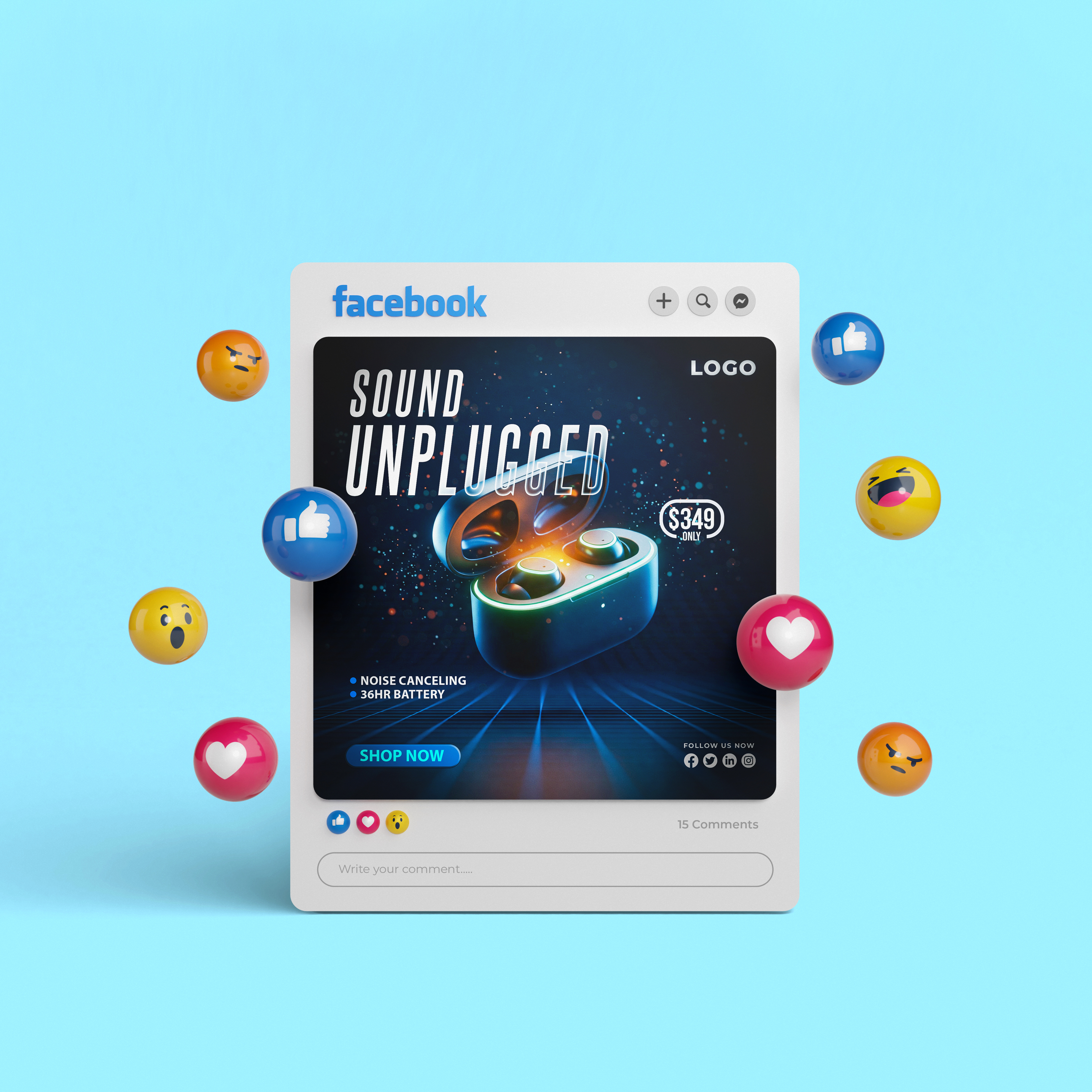 Premium Earbuds Ad Design ads ads design advertising branding design graphic design instagram post marketing premium earbuds ad design social media social media design social media post