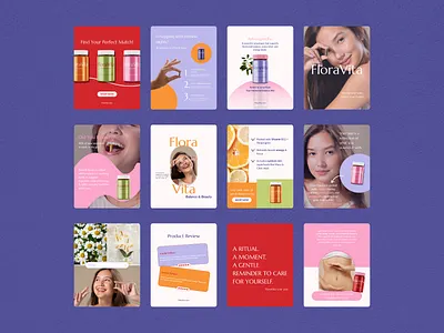Floravita Women's Supplements Instagram Posts branding canva graphic design health instagram instagram post instagram template marketing social media social media design social media post supplement vitamins wellbeing womens wellness