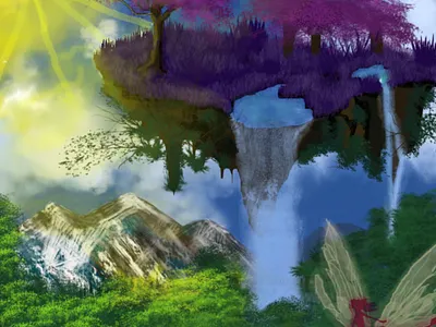 FLOATING ISLANDS digital art digital illustration fantasy art fantasy illustration fatasy feywild floating islands islands krita krita art lover of nature and fantasy nature nature fantasy