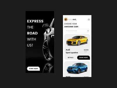 Rental Car App - UI Design app branding design graphic design illustration logo typography ui ux vector