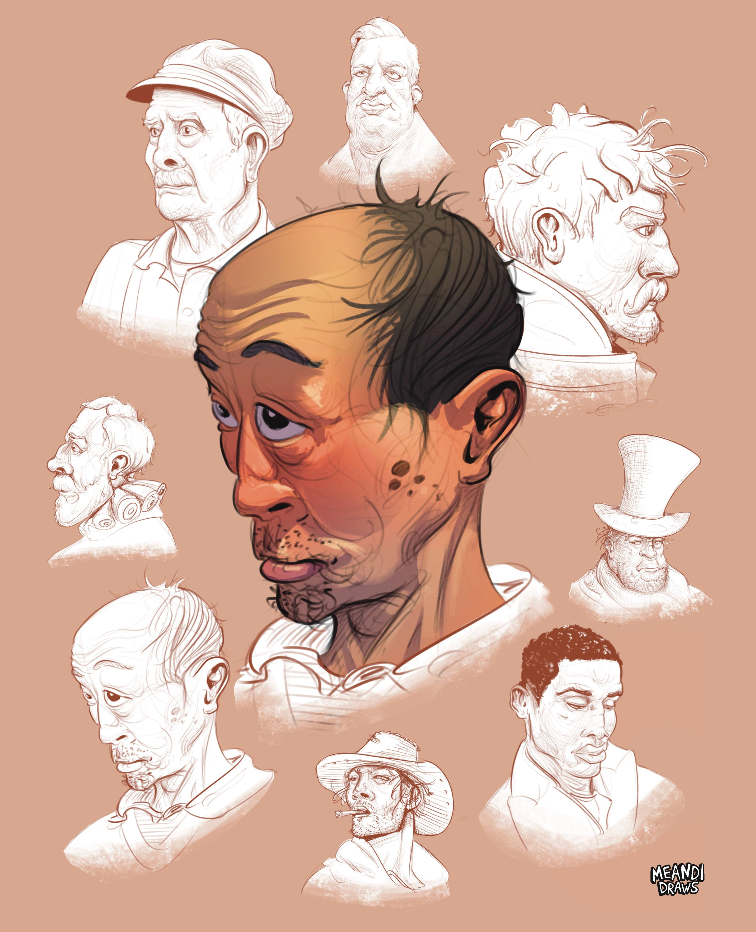 Portrait Studies 100 heads 100 heads challenge art study asaro head cartoon cartoon illustration cartooning character design design illustration portrait portrait study procreate sketch sketchbook study