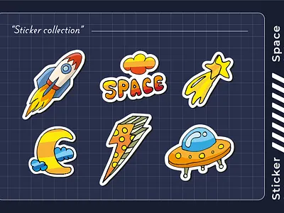 Sticker Collection Space Series kawaii space graphics