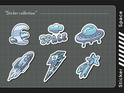 Sticker Collection space ice silver blue alien space clipart