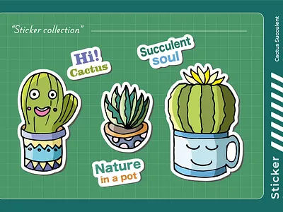 Cactus & Succulent Sticker Pack – Whimsical Green Vibes cute botanical set