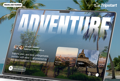 Tripstart - Travel booking landing page 3d animation branding design graphic design illustration landing page logo mobile app motion graphics saas section travel travel booking app travel landing page ui uiux vector web design website
