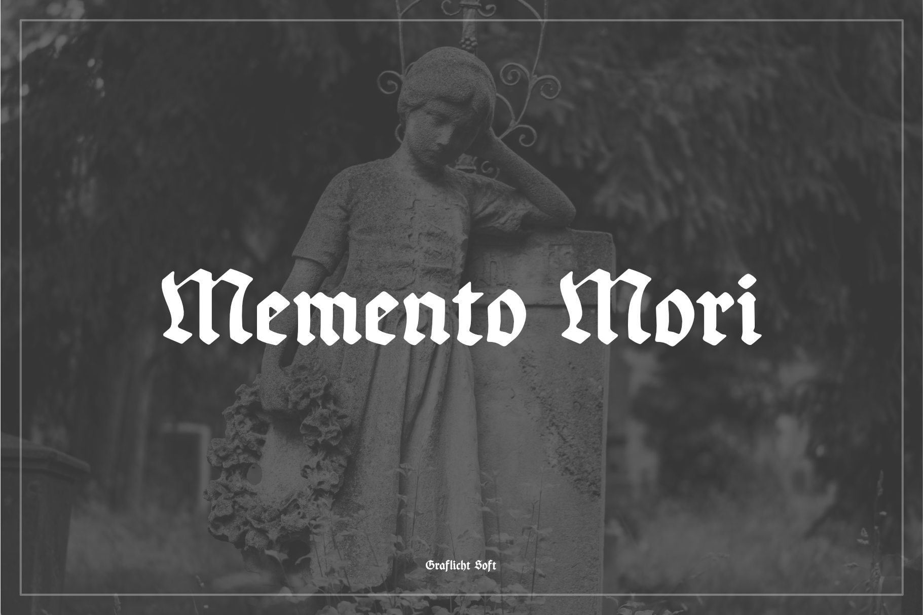 Memento Mori - Graflicht Font Specimen blackletter branding dark ages design font fraktura graphic design hand drawn logo memento mori typography