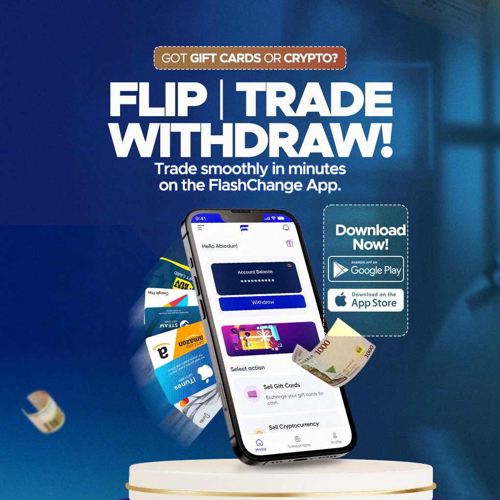 Flip. Trade. Withdraw - an ad creative for FlashChange tradesmoothly
