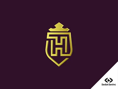 Letter H in Golden Shield branding graphic design logos