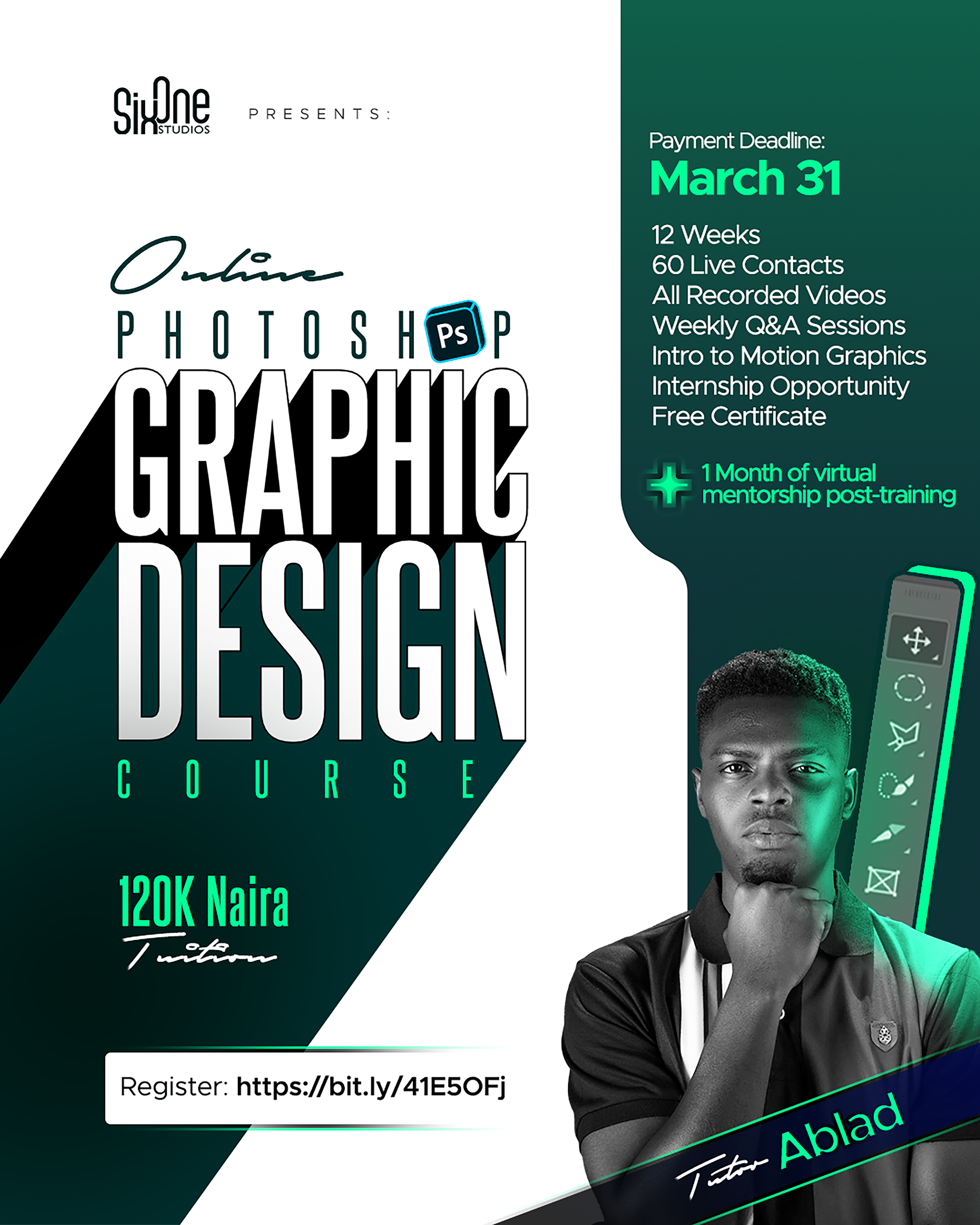 Minimalist Poster for Online Photoshop Design Course photoshopeducation