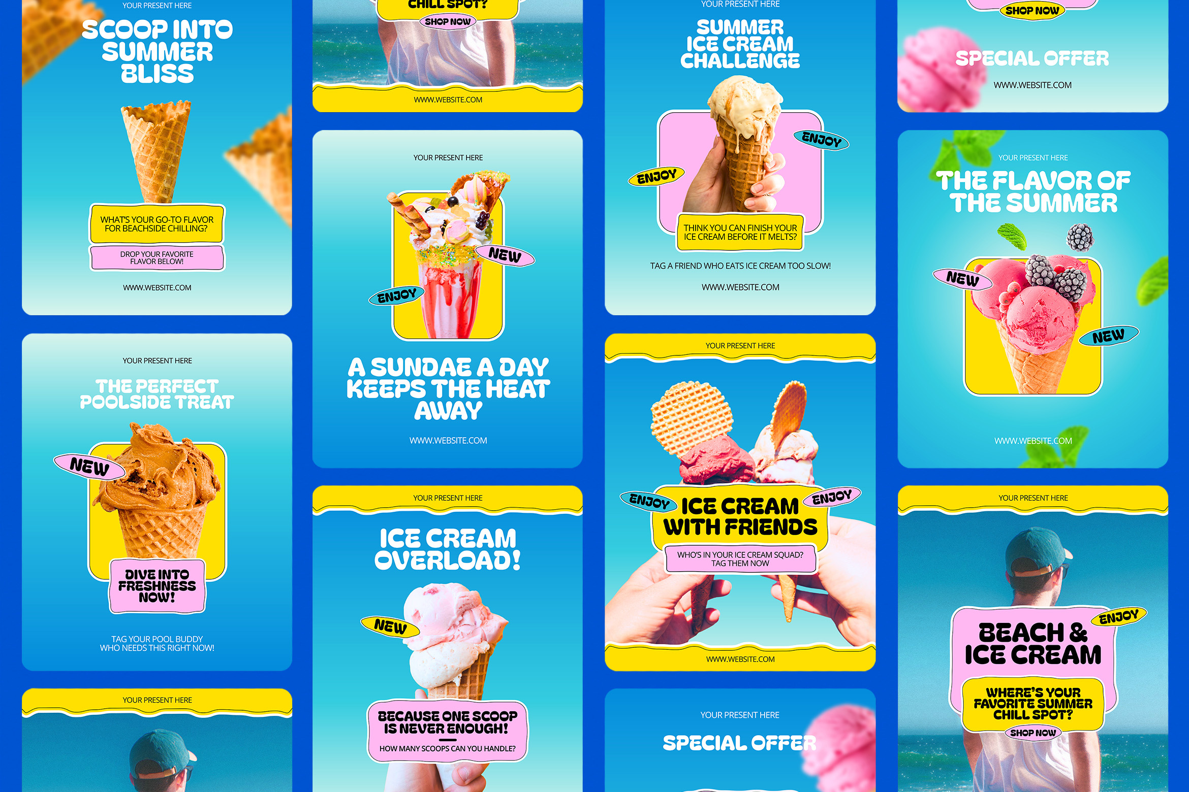 Summer Ice Cream Instagram Templates - Telo dessert graphic design ice cream instagram instagram post instagram story instagram template post sale social media social media template story summer