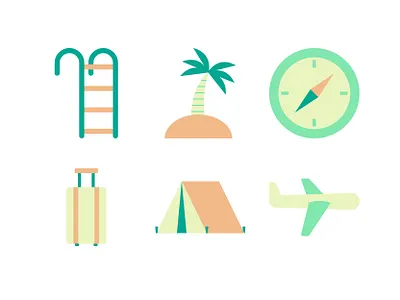 Travel & Vacation Icon Set adventure flat holiday icon illustration travel travelling vacation vector