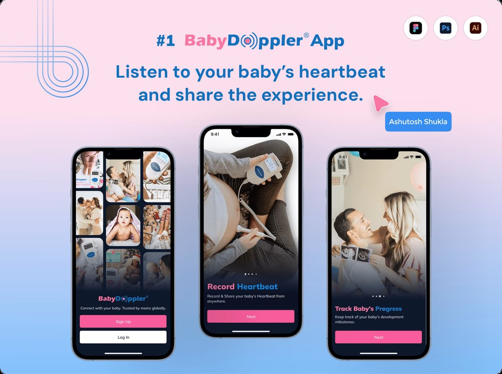 Designing for Heartbeats – Baby Doppler UX Case Study adobe app babydoppler branding casestudy design figma graphic design illustration logo typography ui uiux ux vector webdesign