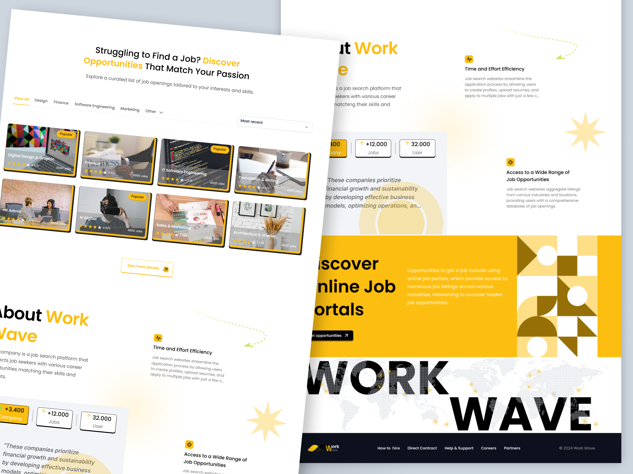 Work Wave - Website Find Jobs animation branding designinteractive designui findjobs graphic design jobs landingpage moderndesign simple ui uiux ux website workwave