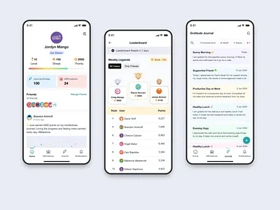 Gratitude & Journaling Mobile App mobile app ui ui uiux