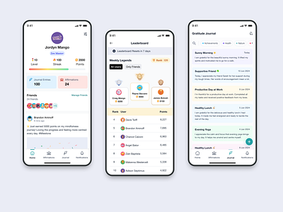 Gratitude & Journaling Mobile App mobile app ui ui uiux