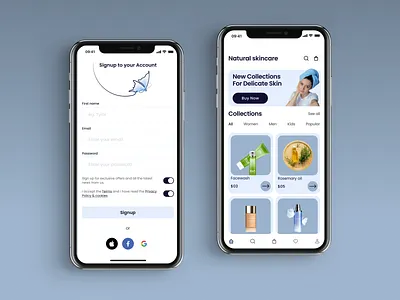 Botanica Beauty Skin Care Products Online Store app design beauty app design calendar ui card ui clean design daily planner dashboard ui design figma design illustration online store skin care app design ui