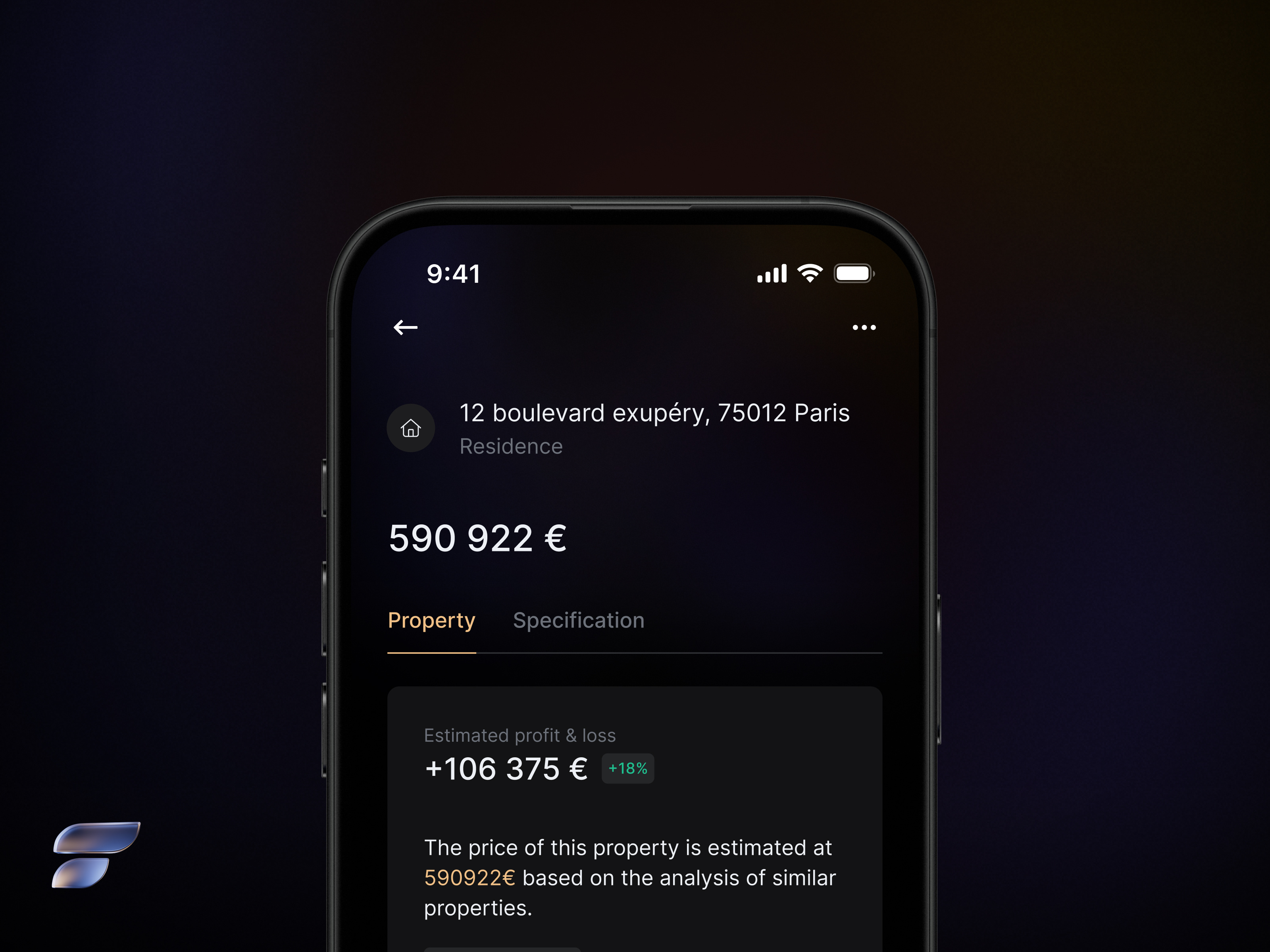 Finary - How much is your residence worth? dashboard design finance financial finary gradient hourse management metrics money portfolio progression real estate residence ui