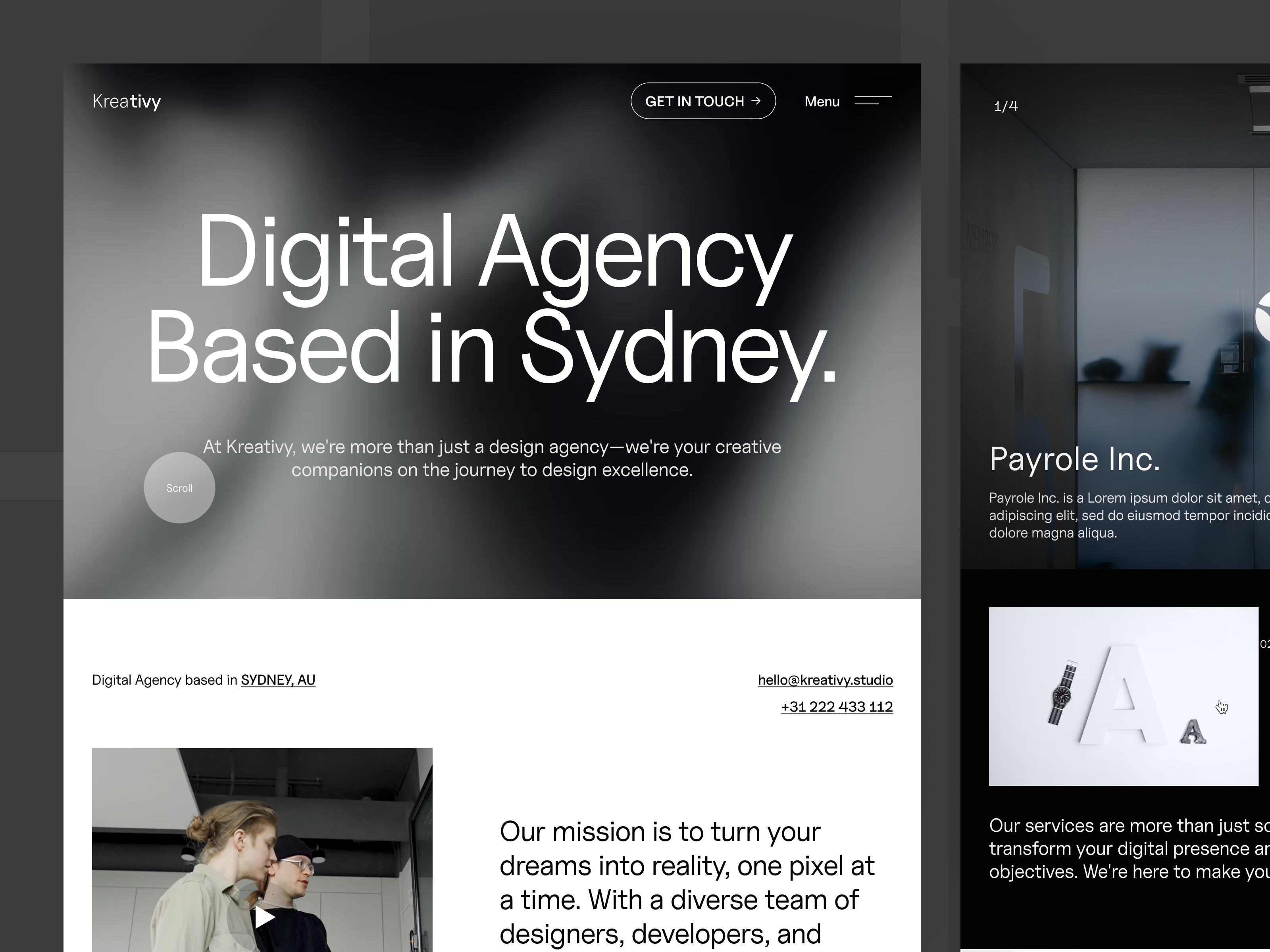 Example of Kreativy - Homepage Variants Agency Website