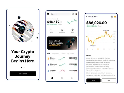 Crypto Wallet Interface – Clean & Scalable bitcoin crypto fintech mobileapp trading uxui wallet