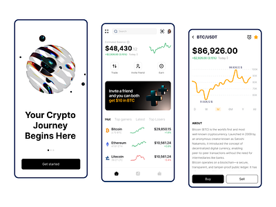 Crypto Wallet Interface – Clean & Scalable bitcoin crypto fintech mobileapp trading uxui wallet