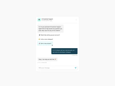AI Chat popup / window for agents with 3 suggestions agent ai ai chat chat embedding saas