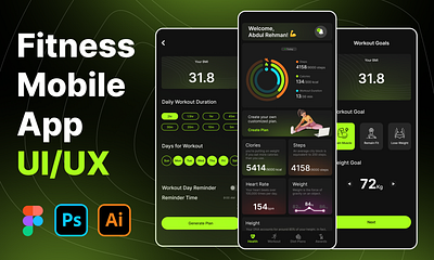 Fitness Tracking App Design in Figma 2025 adobe xd figma fitness tracking app illustartor mobile app design new design trends new mobile app designs new ui design trends new ui designs photoshop prototyping top ui design trends uiux user experience design user interface design visuals design web design wireframing