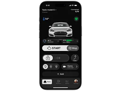 Electric Car mobile app app clean dark ecar homepage minimal ui