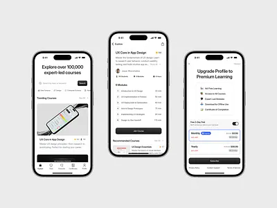Clean iOS App Design for Online Courses 2025 app design clean design dailyui education ios design minimalism online product product design ui uiux ux web design