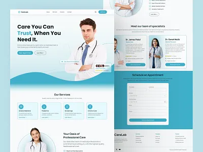 CareLab – Modern Medical Website UI Design clean ui clinic dailyui design doctor website health care ui landing page medical app medical website ui uiux uxui design web web design