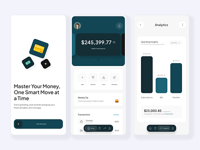 Fintech App UI Design analytics appdesign finance fintech green minimalistic money ui uidesign ux uxdesign