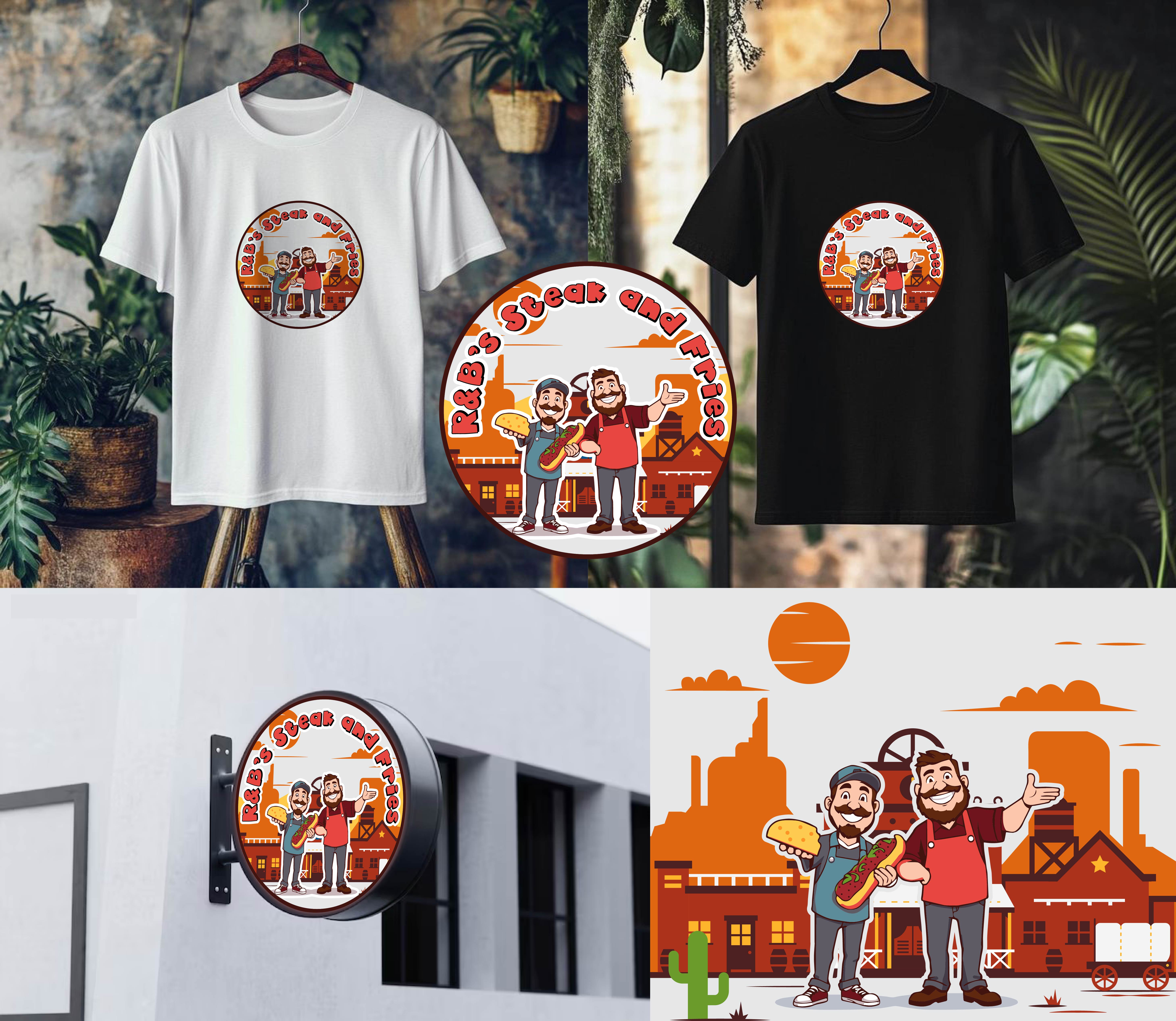 R&B's Steak and fries Logo Design 3d branding business logo character design design graphic design graphics design logo mascot mascot logo t shirt design