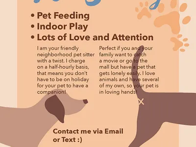 Pet Sitting Flyer - Limited colour palette graphic design
