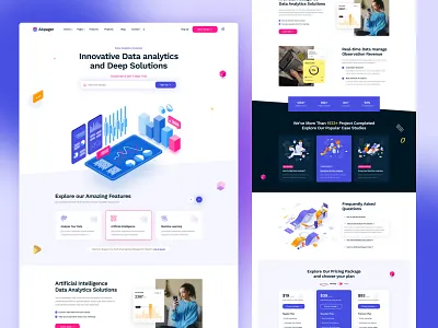 Data Analytics Solutions UI Template ai animations brnading design illustration landingpages mobile mobileapps print productdesign typography ui ux web design: