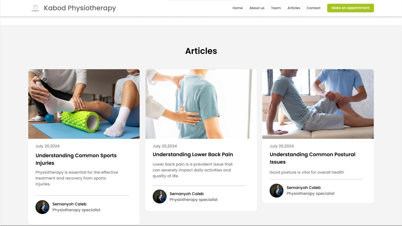 Kabod Physiotherapy Website figma health ui website