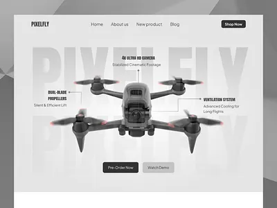 Pixelfly | E-commerce Landing Page drone ecommerce drone website e commerce landing page ecommerce website homepage landing page concept landing page design modern design online shop product design ui ui design ui ux ux web web design website website design
