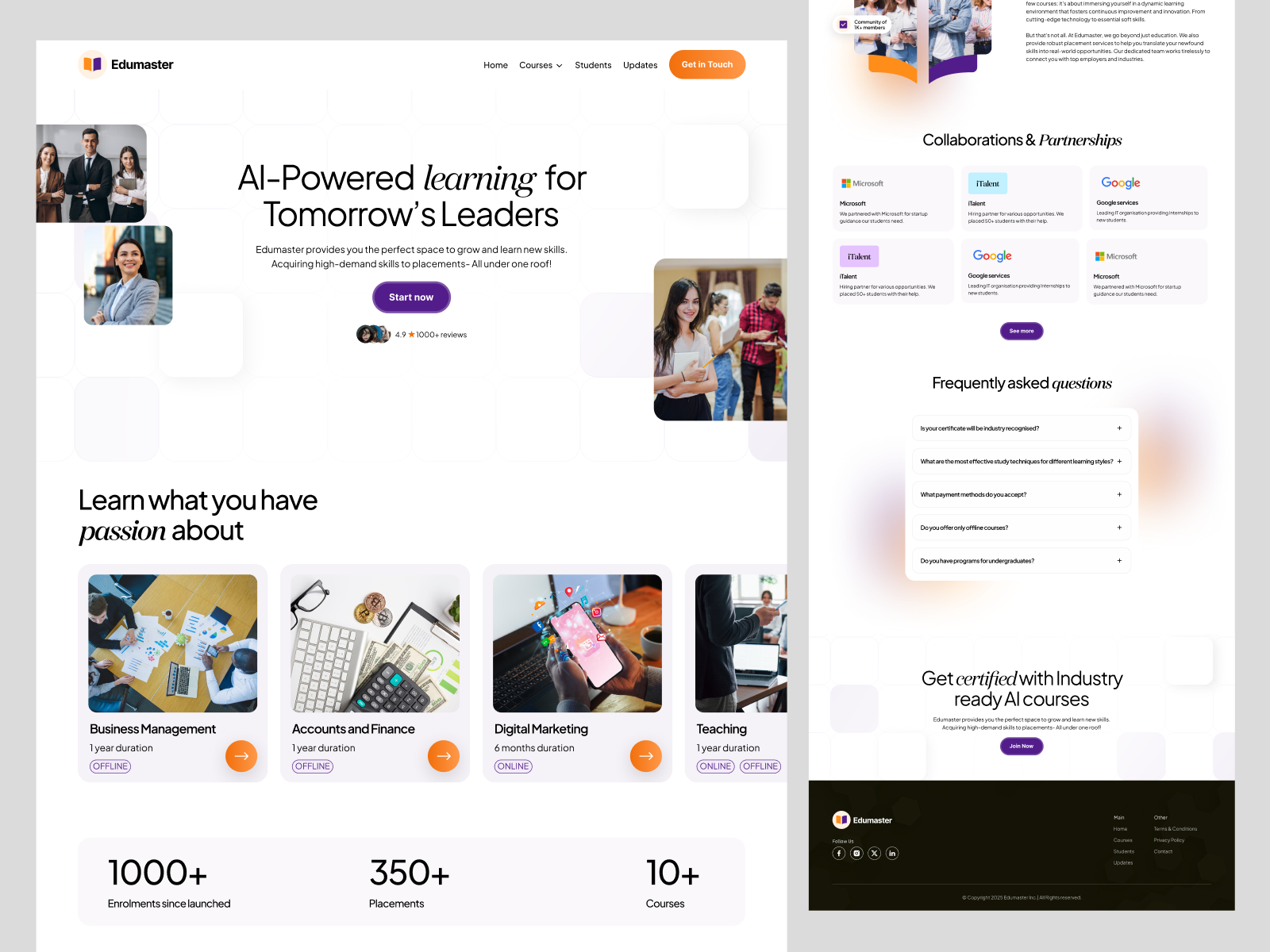 AI Powered learning Landing page design ai ai education ai learning clean clean desgin courses edtech education hlo latest figma design light theme design minimalistic minimalistic homepage minimalistic homepage design minimalistic uiux design modern design modern uiux design neumorphism online course professional design