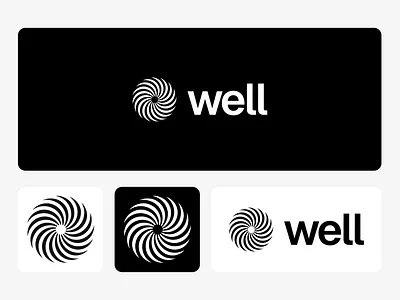 Logo building wellapp.ai glow moiré monochromic optical pattern reverb spiral well