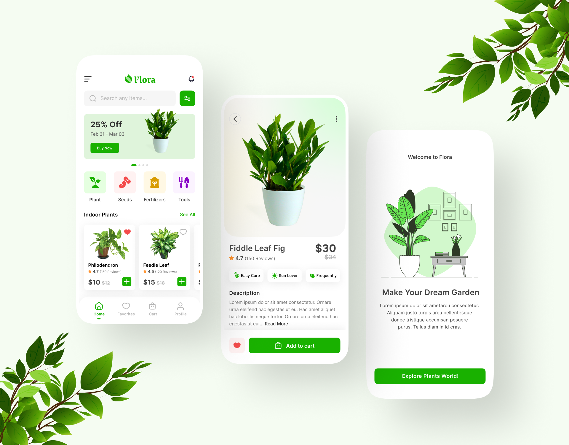 Plant Store App UI Design app design app ui flower store app mobile app mobile app design online plant store plant app plant store app ui ui design uiux